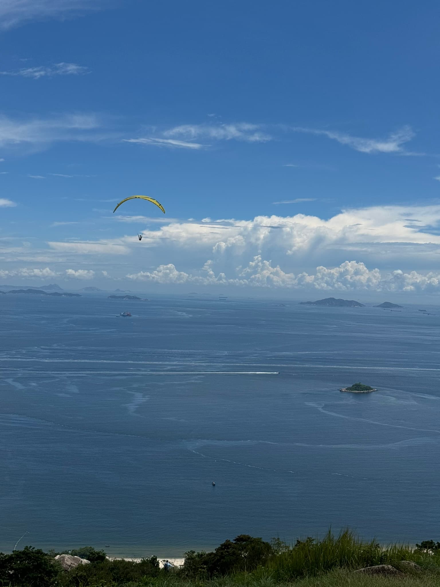 Paragliding view over Lantau Island